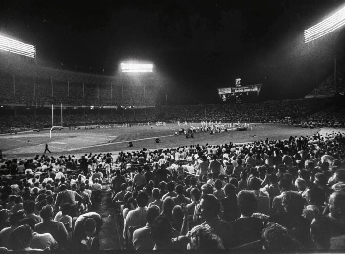 More than 85,000 fans packed Cleveland Stadium on Sept. 21, 1970, for the MNF debut.